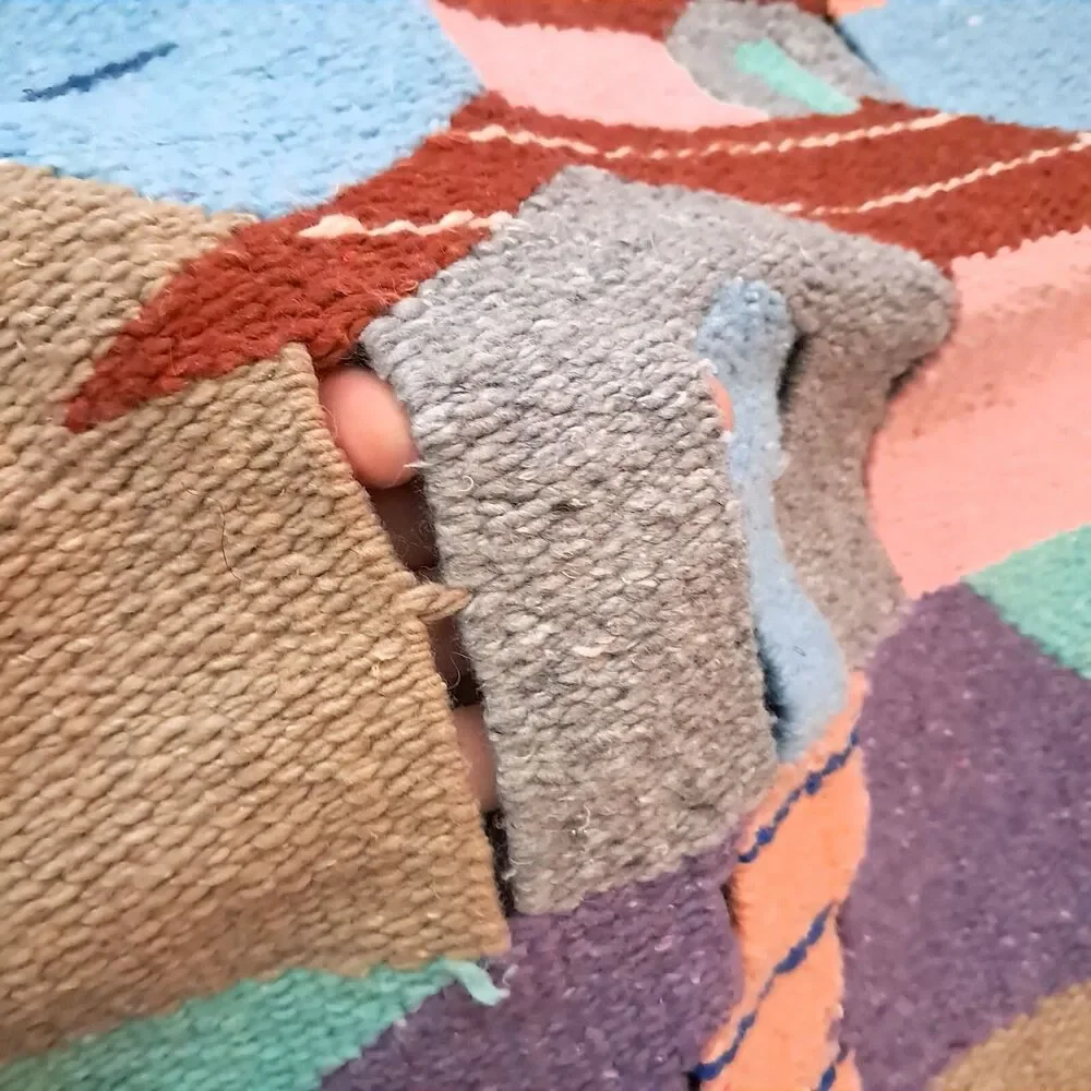 Vintage Mexican Pastel Houses church Wall Hanging decor Tapestry southwest woven
